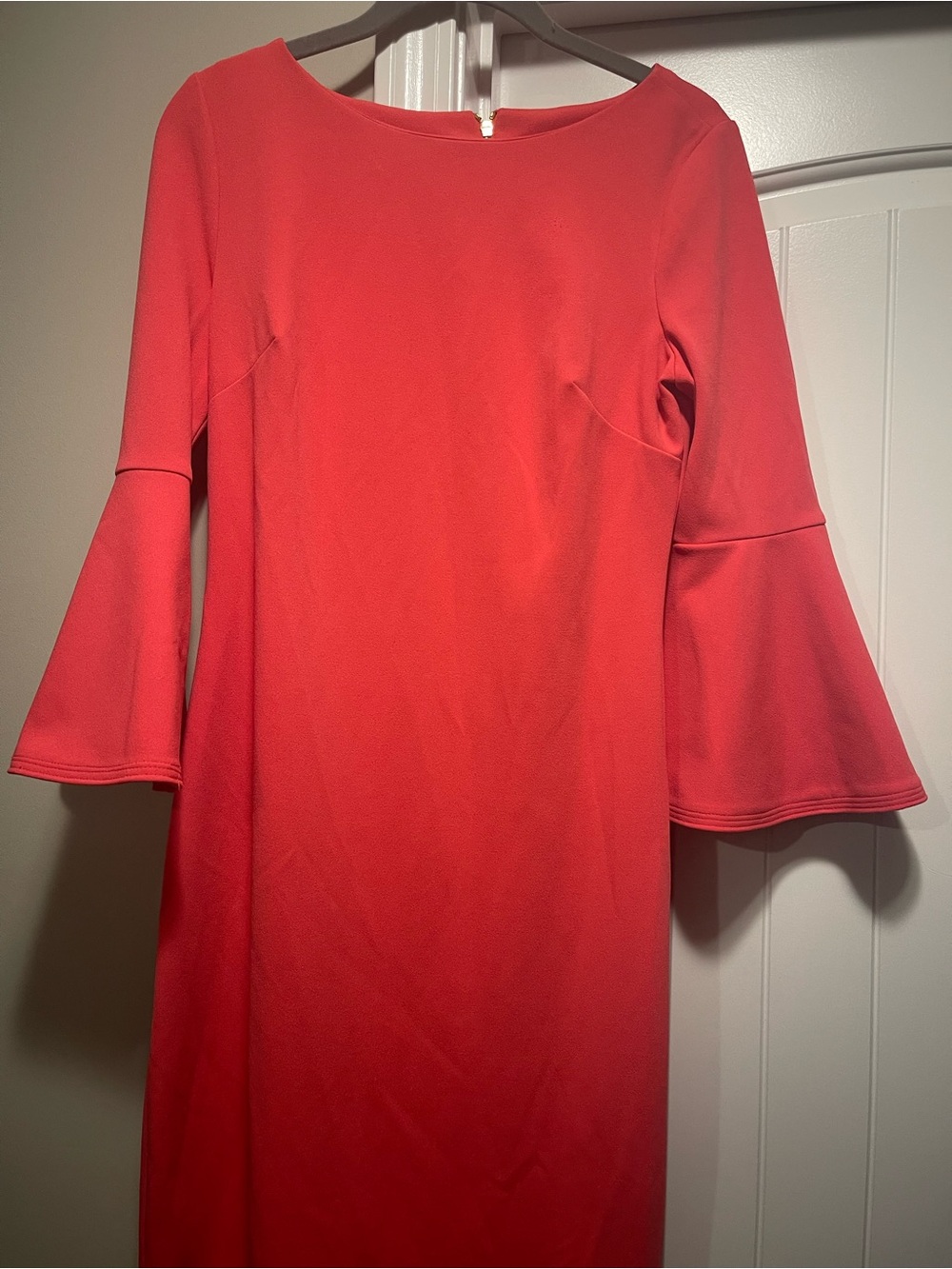 Red Bell-Sleeve Shift Dress